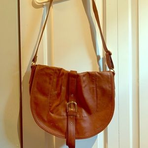 H&M satchel purse, brown faux leather